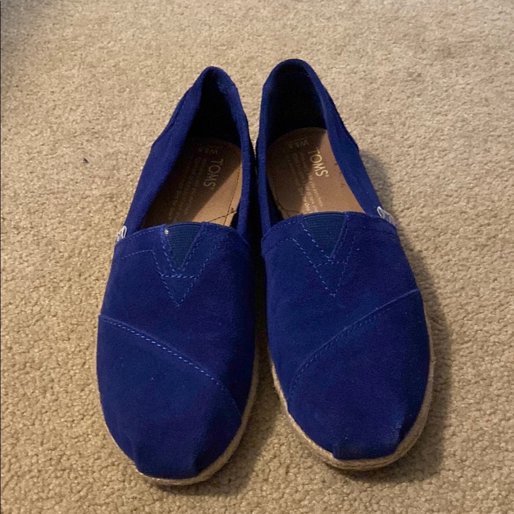 TOMS Royal Blue suede slip ons